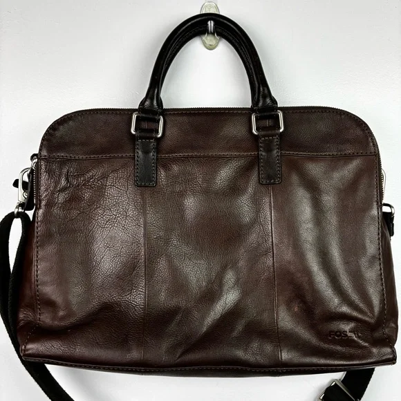 Fossil Mercer Leather Laptop Messenger Briefcase Bag - Picture 9 of 12